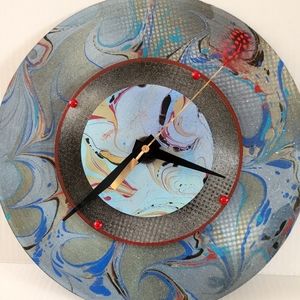 Clock Made of RCA Records & Feather as Secondhand